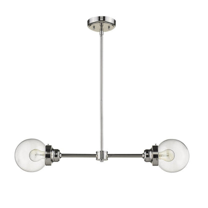Silver Metal Two Light Dimmable Ceiling Light With Clear Shades HomeRoots