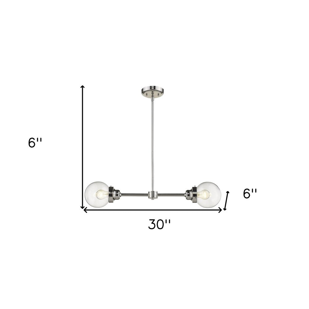 Silver Metal Two Light Dimmable Ceiling Light With Clear Shades — view 5