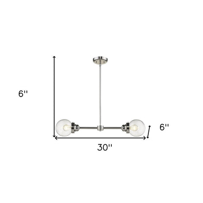 Silver Metal Two Light Dimmable Ceiling Light With Clear Shades HomeRoots