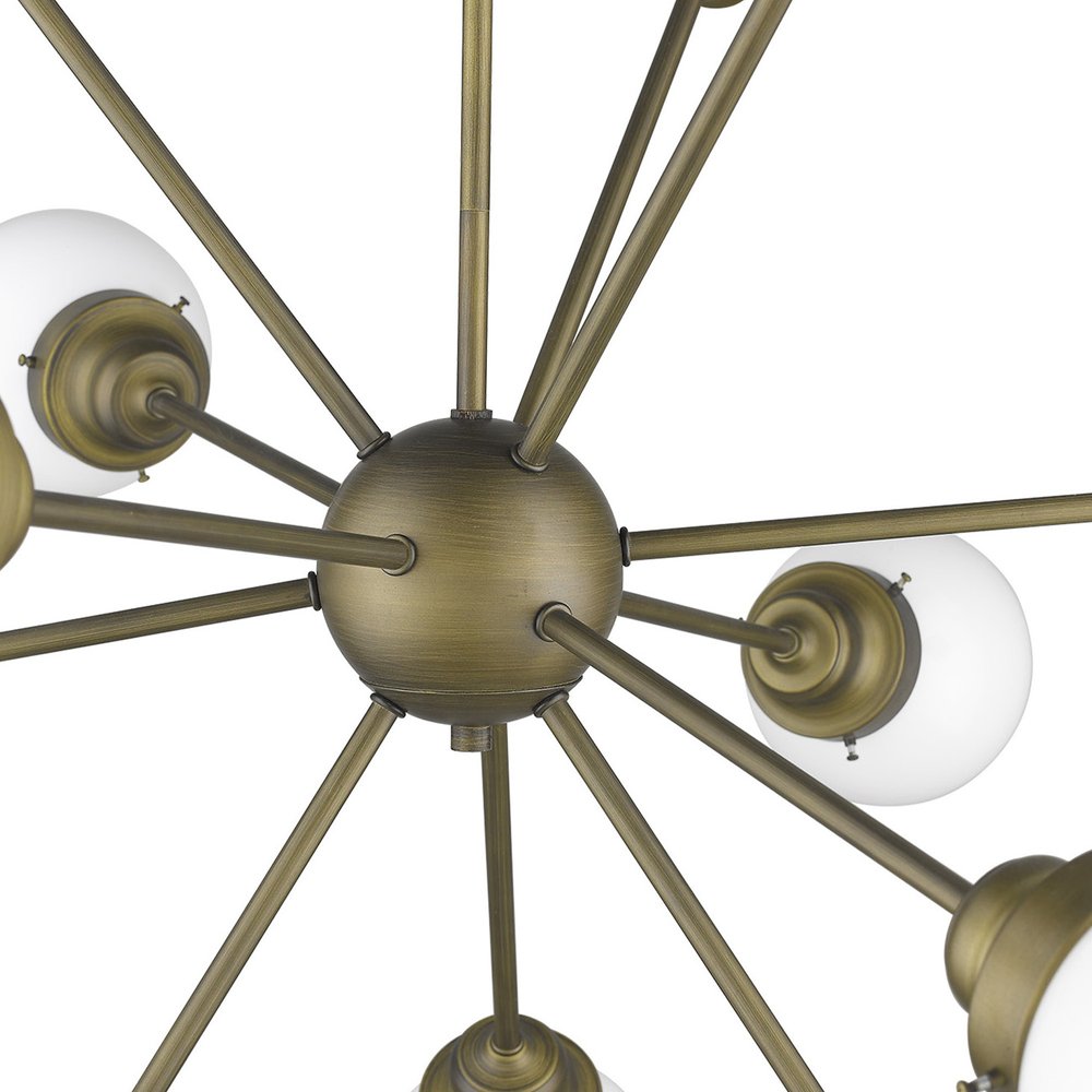 Bronze Sputnik Twelve Light Frosted Metal Dimmable Chandelier With Off White Shades — view 4