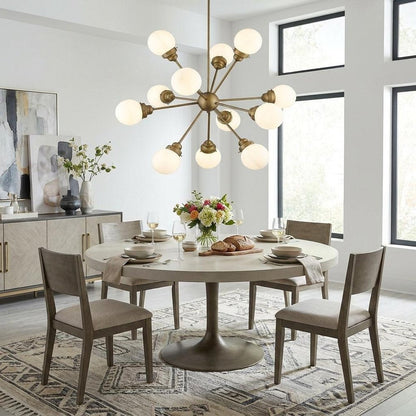 Bronze Sputnik Twelve Light Frosted Metal Dimmable Chandelier With Off White Shades HomeRoots
