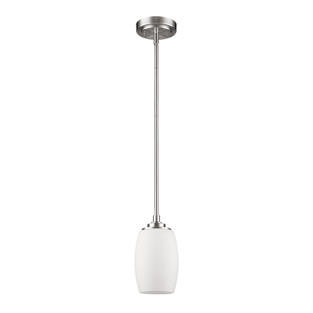 Silver Hanging Light with Frosted Glass Shade HomeRoots
