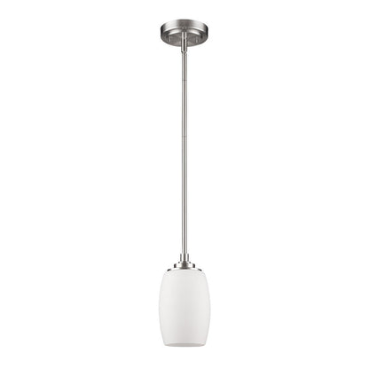Silver Hanging Light with Frosted Glass Shade HomeRoots