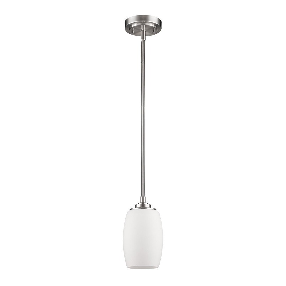 Silver Hanging Light with Frosted Glass Shade HomeRoots