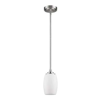 Silver Hanging Light with Frosted Glass Shade HomeRoots