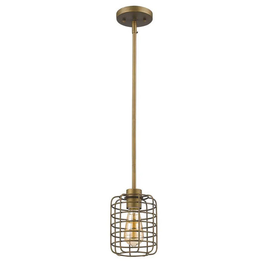 Brushed Gold Metal Cage Hanging Light HomeRoots