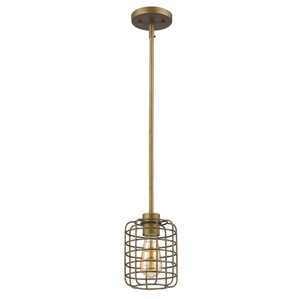 Brushed Gold Metal Cage Hanging Light HomeRoots
