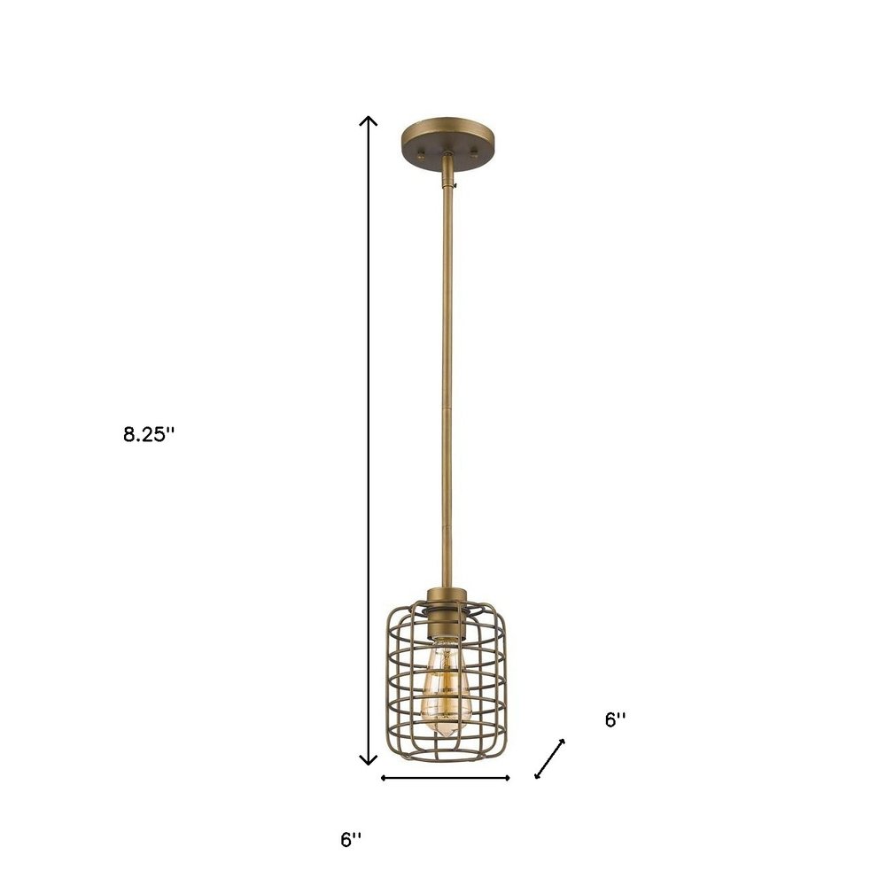 Brushed Gold Metal Cage Hanging Light — view 3