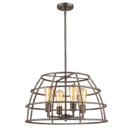 Rebarre 4-Light Antique Silver Drum Pendant With Open Cage Shade HomeRoots