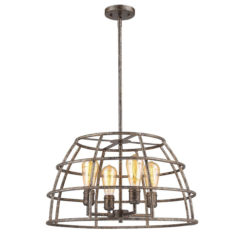 Brown Metal Four Light Dimmable Ceiling Light With Gold Shades HomeRoots