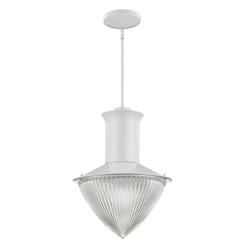 Skylar 1-Light White Pendant With Halophane Glass Shade