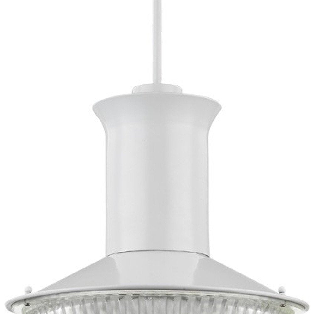 Skylar 1-Light White Pendant With Halophane Glass Shade HomeRoots
