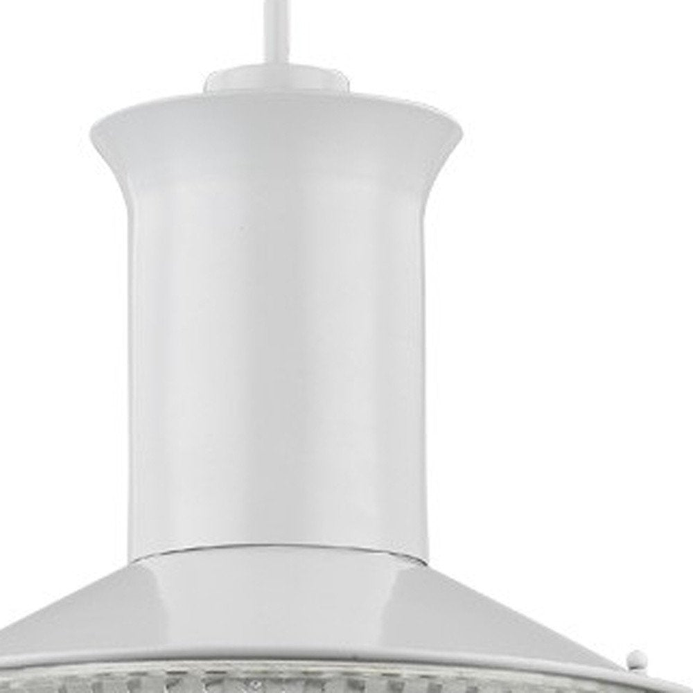 Skylar 1-Light White Pendant With Halophane Glass Shade HomeRoots