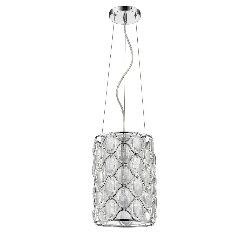 Isabella 1-Light Polished Nickel Drum Pendant With Crystal Accents HomeRoots