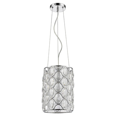 Isabella 1-Light Polished Nickel Drum Pendant With Crystal Accents HomeRoots