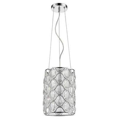 Isabella 1-Light Polished Nickel Drum Pendant With Crystal Accents HomeRoots