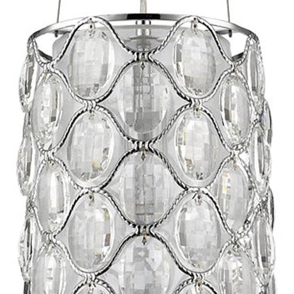 Isabella 1-Light Polished Nickel Drum Pendant With Crystal Accents HomeRoots