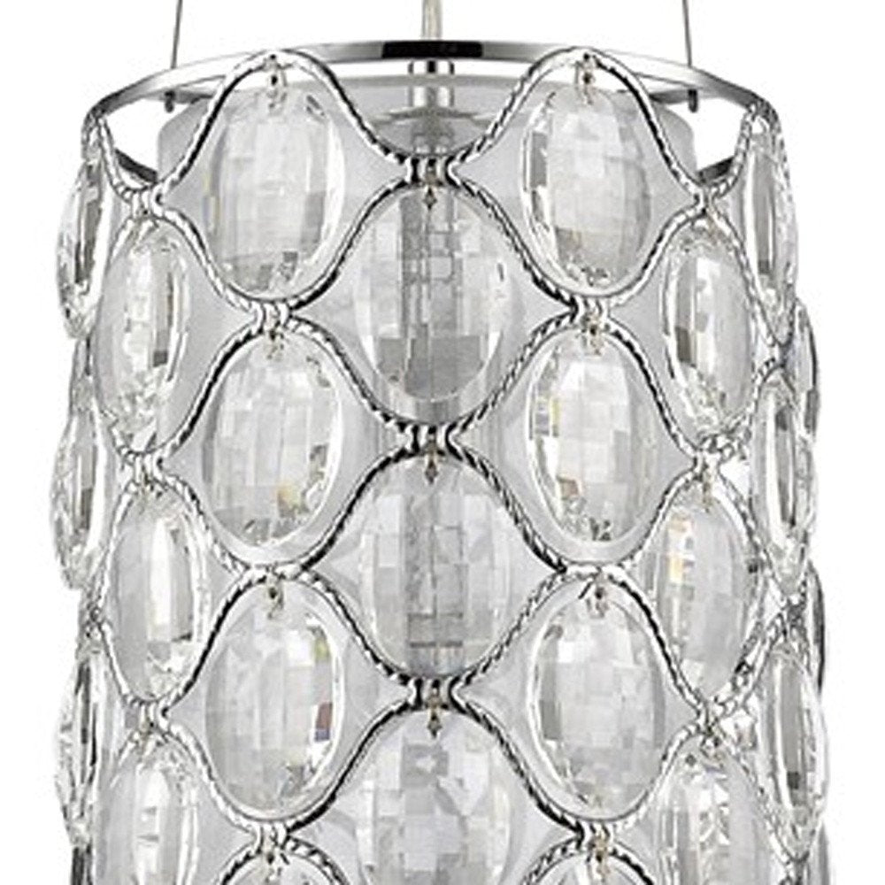 Isabella 1-Light Polished Nickel Drum Pendant With Crystal Accents — view 4