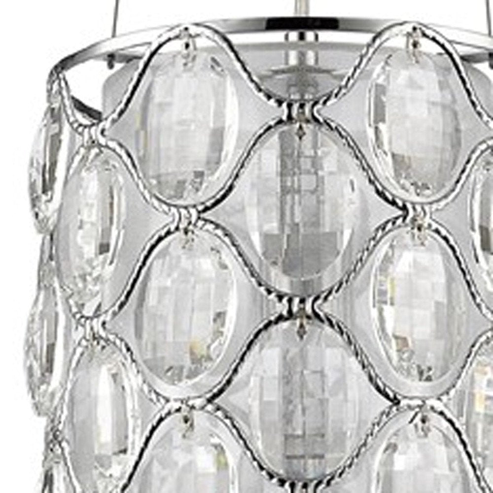 Isabella 1-Light Polished Nickel Drum Pendant With Crystal Accents HomeRoots