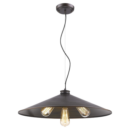 Alcove 4-Light Oil-Rubbed Bronze Pendant With Raw Brass Interior Shade