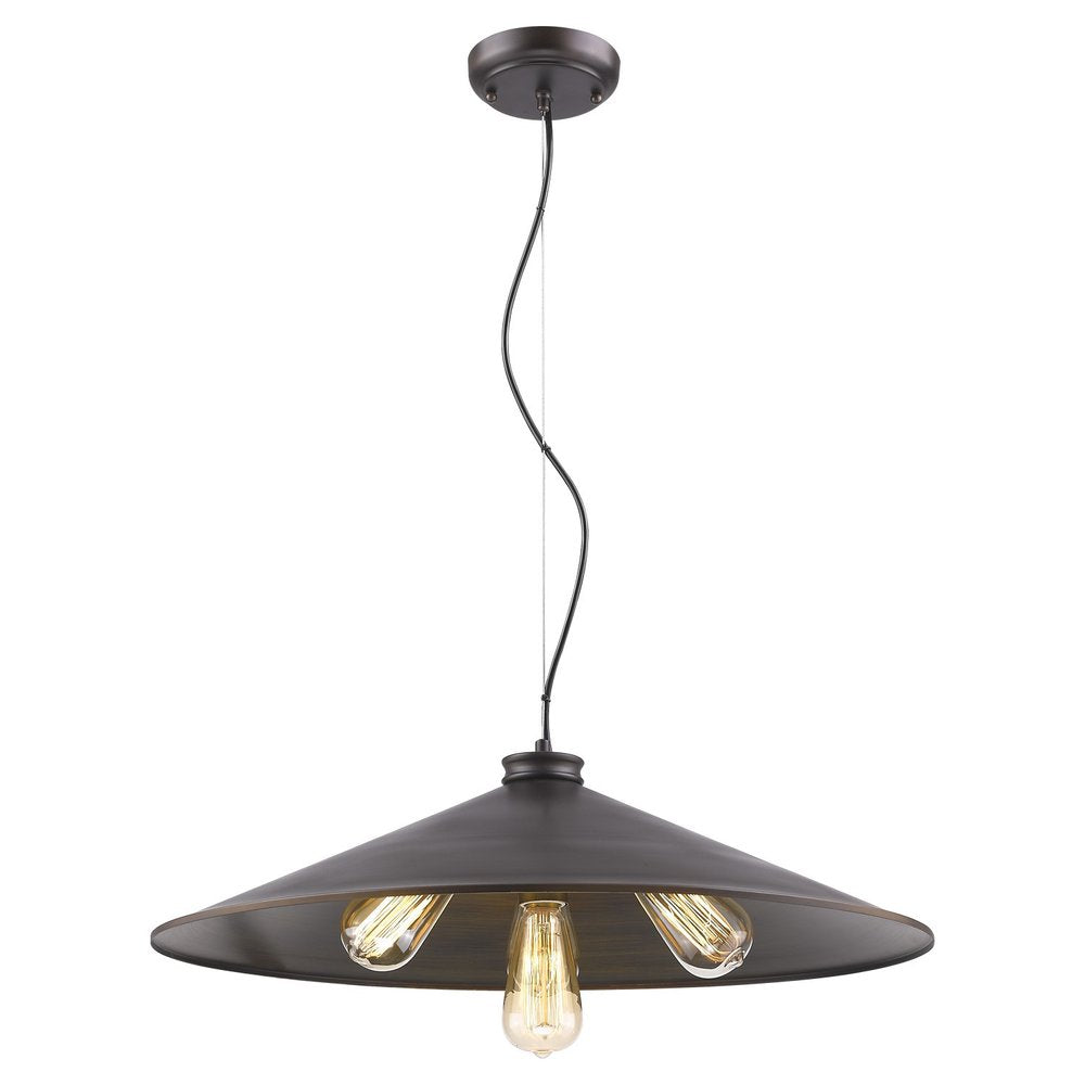 Alcove 4-Light Oil-Rubbed Bronze Pendant With Raw Brass Interior Shade — view 1