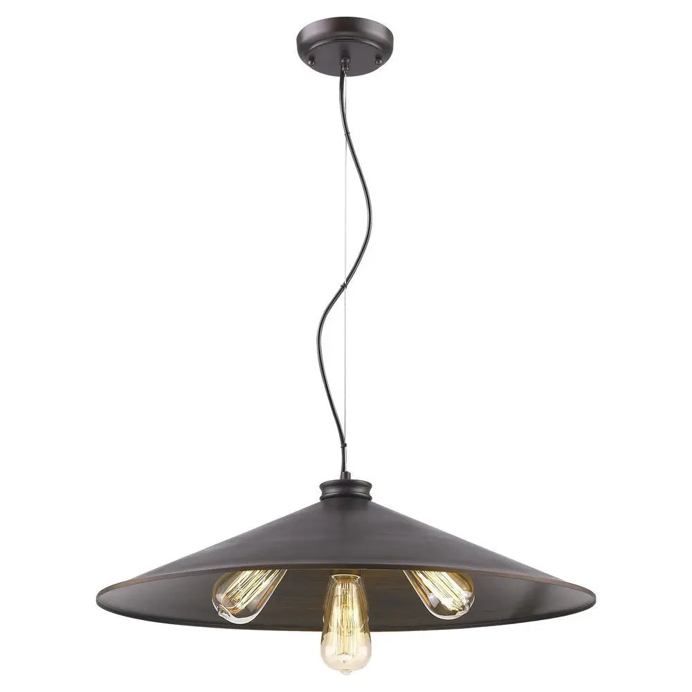 Alcove 4-Light Oil-Rubbed Bronze Pendant With Raw Brass Interior Shade HomeRoots