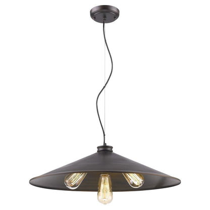 Alcove 4-Light Oil-Rubbed Bronze Pendant With Raw Brass Interior Shade HomeRoots