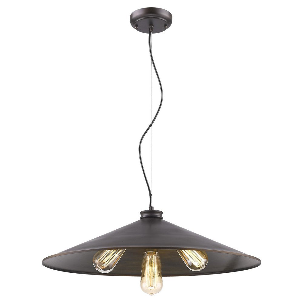 Alcove 4-Light Oil-Rubbed Bronze Pendant With Raw Brass Interior Shade — view 3