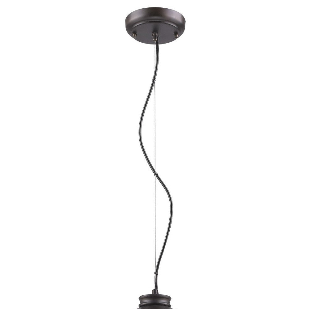 Alcove 4-Light Oil-Rubbed Bronze Pendant With Raw Brass Interior Shade