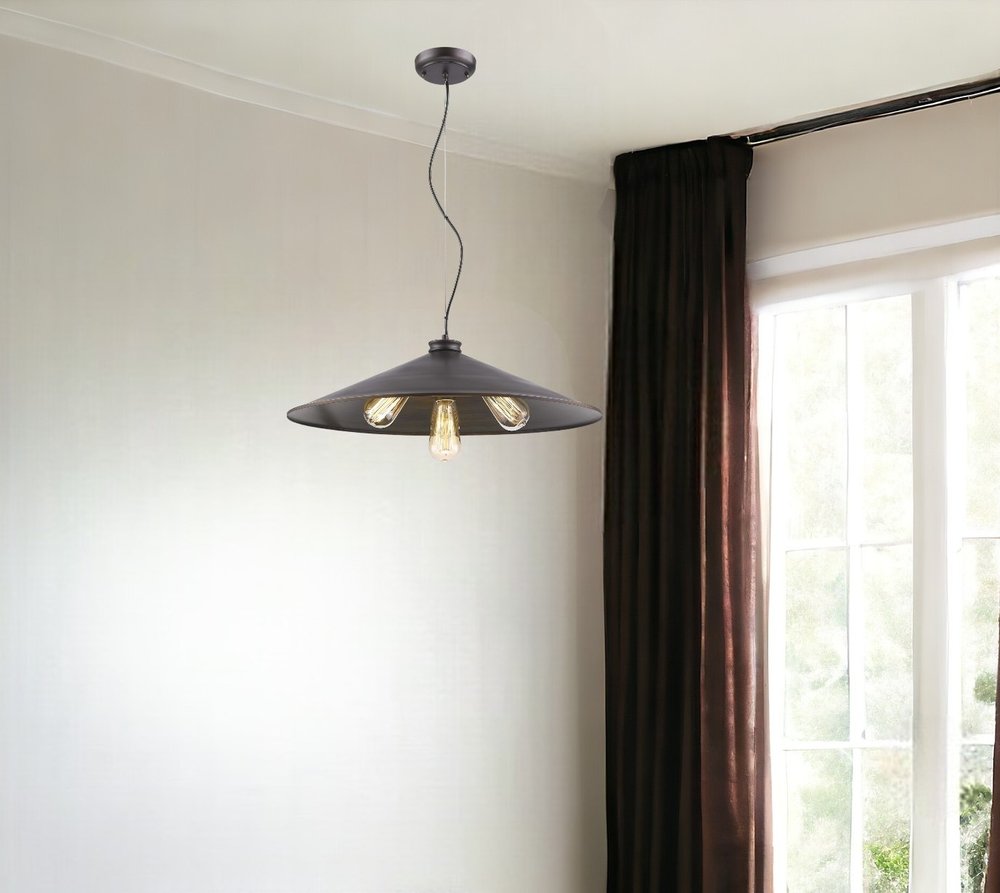 Alcove 4-Light Oil-Rubbed Bronze Pendant With Raw Brass Interior Shade HomeRoots