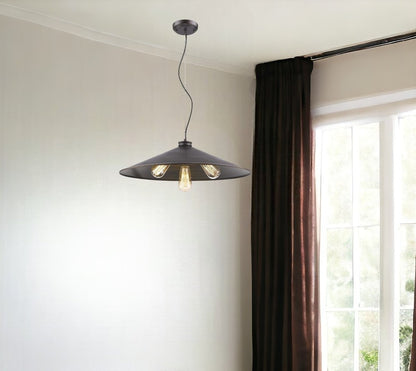 Alcove 4-Light Oil-Rubbed Bronze Pendant With Raw Brass Interior Shade HomeRoots