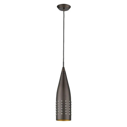 Narrow Bronze Hanging Light with Glass Studs HomeRoots