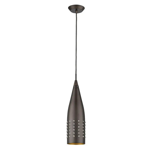 Narrow Bronze Hanging Light with Glass Studs HomeRoots