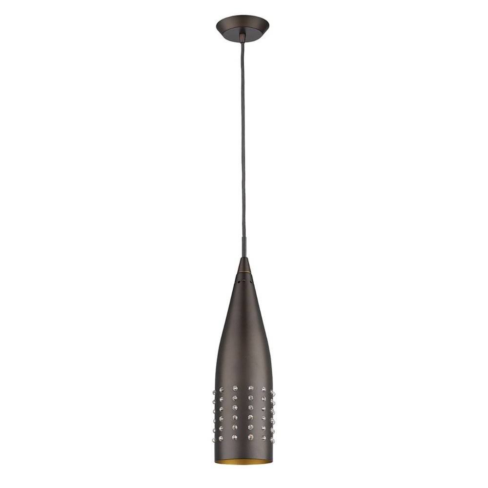 Narrow Bronze Hanging Light with Glass Studs HomeRoots