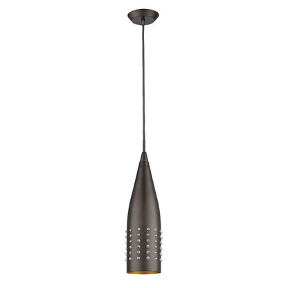 Narrow Bronze Hanging Light with Glass Studs HomeRoots