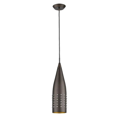 Narrow Bronze Hanging Light with Glass Studs HomeRoots