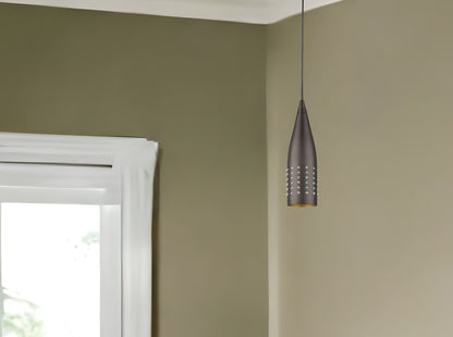 Narrow Bronze Hanging Light with Glass Studs