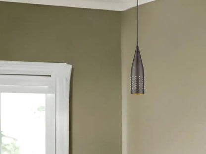 Narrow Bronze Hanging Light with Glass Studs HomeRoots
