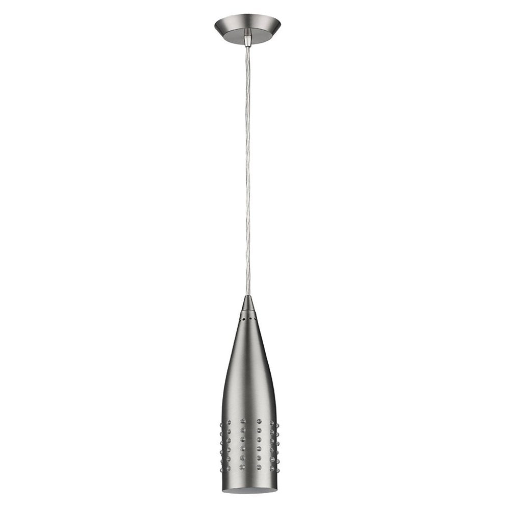 Narrow Silver Hanging Light with Glass Studs HomeRoots