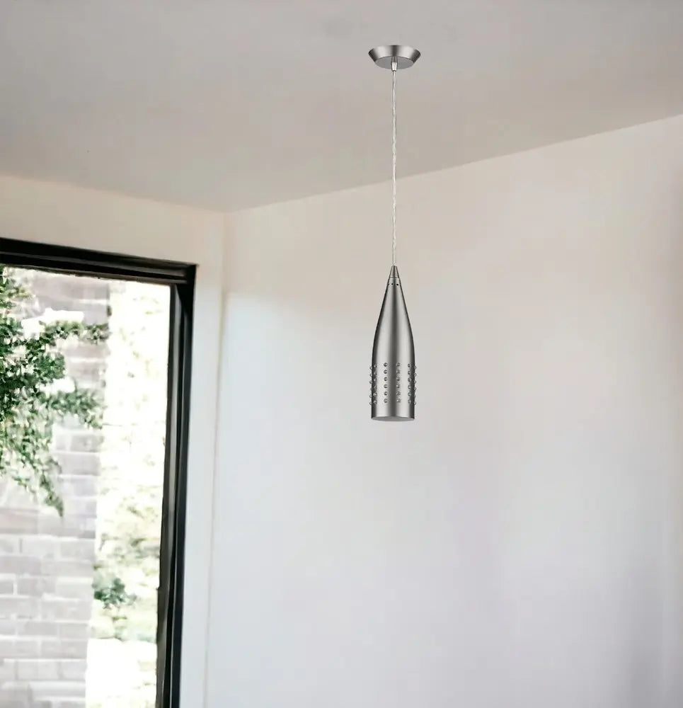 Narrow Silver Hanging Light with Glass Studs HomeRoots