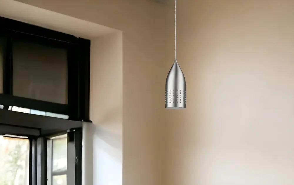 Silver Hanging Light with Glass Studs HomeRoots