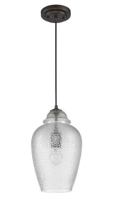 Antique Bronze Hanging Light with Textured Glass Shade HomeRoots