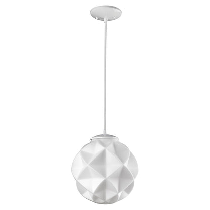 Nova 1-Light White Mini Pendant With Geometric Globe Shade HomeRoots