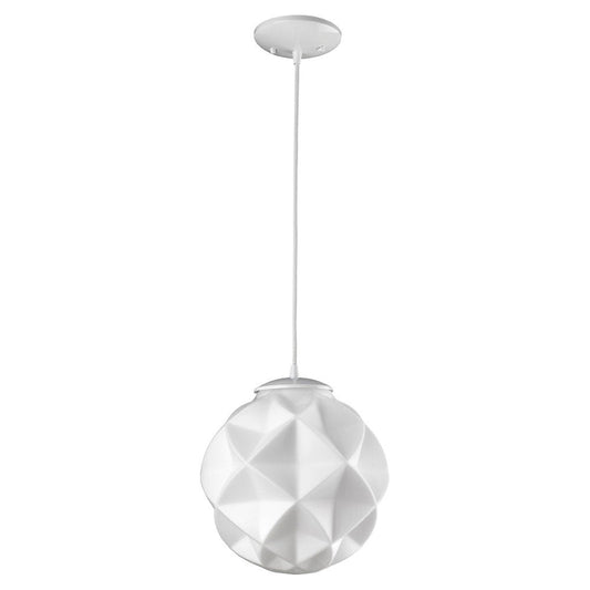 Nova 1-Light White Mini Pendant With Geometric Globe Shade HomeRoots