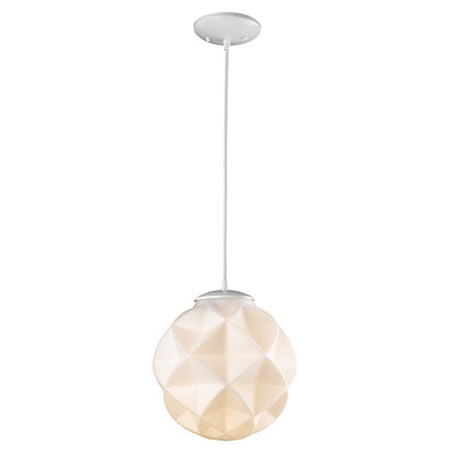 Nova 1-Light White Mini Pendant With Geometric Globe Shade HomeRoots