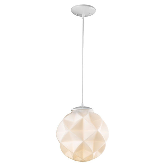 Nova 1-Light White Mini Pendant With Geometric Globe Shade HomeRoots