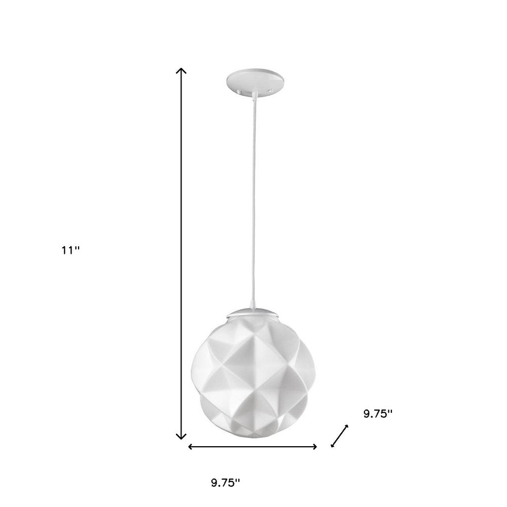Nova 1-Light White Mini Pendant With Geometric Globe Shade HomeRoots