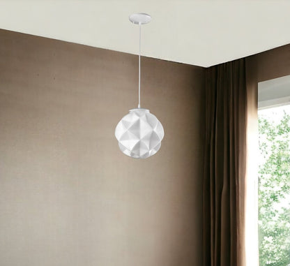 Nova 1-Light White Mini Pendant With Geometric Globe Shade HomeRoots