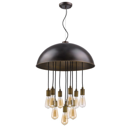 Black Iron Ten Light Dimmable Ceiling Light With Black Shades HomeRoots