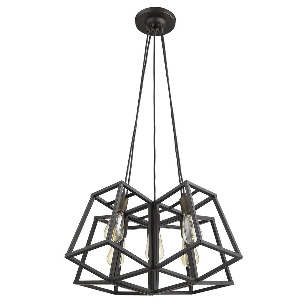 Bronze Lantern Five Light Metal Dimmable Chandelier — view 1